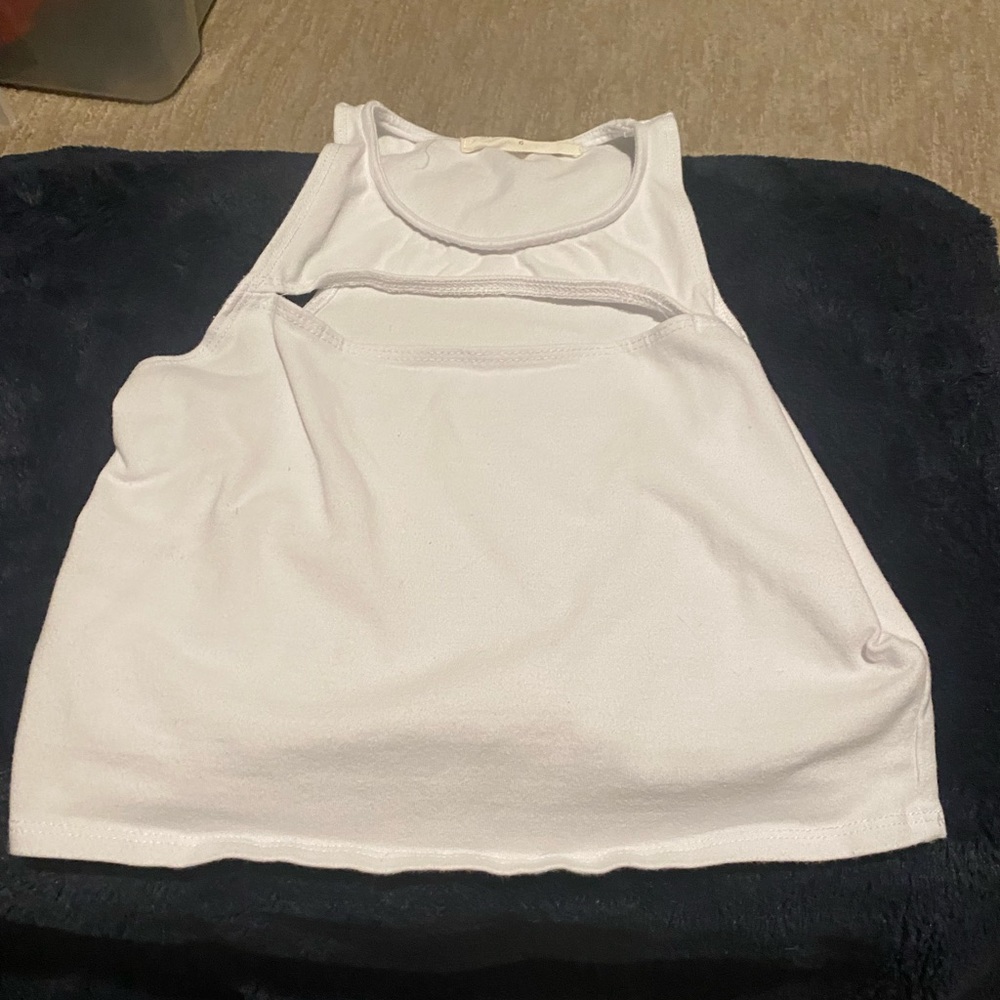 White cut out cropped tank, size XS